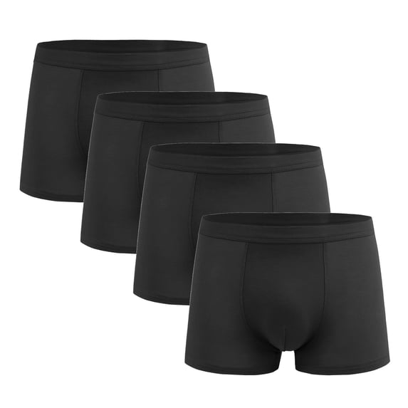 4PC Men's Trunks Underwear Soft Breathbale with Stretchy Full Coverage Elastic Waistband Briefs Solid Color Lightweight Plus Size Briefs