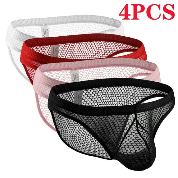 4PC Men's Underwear Boxer Briefs Mesh Breathable Underpants