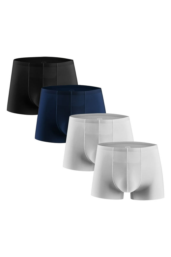 4PC Mens Ice Silk Boxer Briefs Swim Trunk Swimwear Bathing Suit Swim Briefs Square Leg Board Shorts