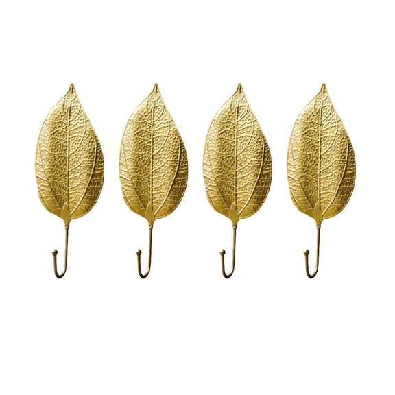 4PC Metal No-Drill Decorative Leaf Hooks for Clothes Hats in Various Places Durable Beautiful