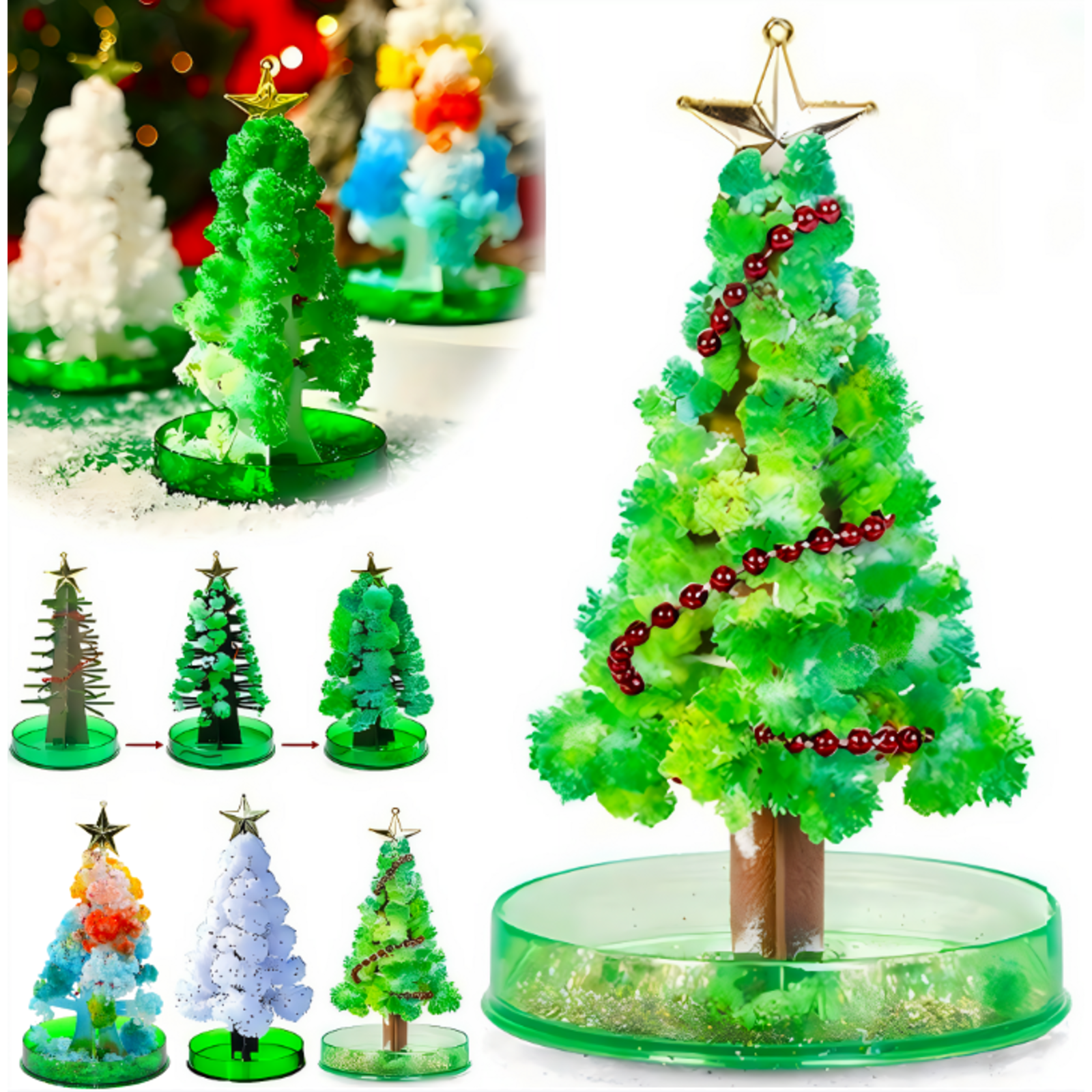 3 in 1 Mini Christmas Tree Magic Growing, Paper Tree Colorful DIY ...
