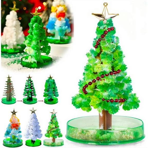 3 in 1 Mini Christmas Tree Magic Growing, Paper Tree Colorful DIY Crystal Growing Kit Christmas Ornaments Decoration Toy Novelty Xmas Gift Science Kits & Toys Learning Guide