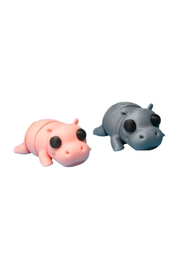 4PC Mini Hippo - Articulated & Keychain 3D Printed