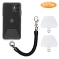 thumbnail image 1 of 4PC Mobile Phone Lanyard - Retractable Anti-theft Spring Lanyard with Connection Clips, Anti-Loss Elastic Phone Strap (Black + black spacer), 1 of 5