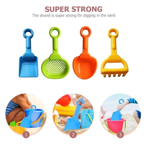 4PC Multipurpose Shovel, Durable Plastic Hand Trowel for Beach Sand Garden Camping, Portable Outdoor Digging Tool for Summer Activities, Ergonomic Grip Sand Scoop
