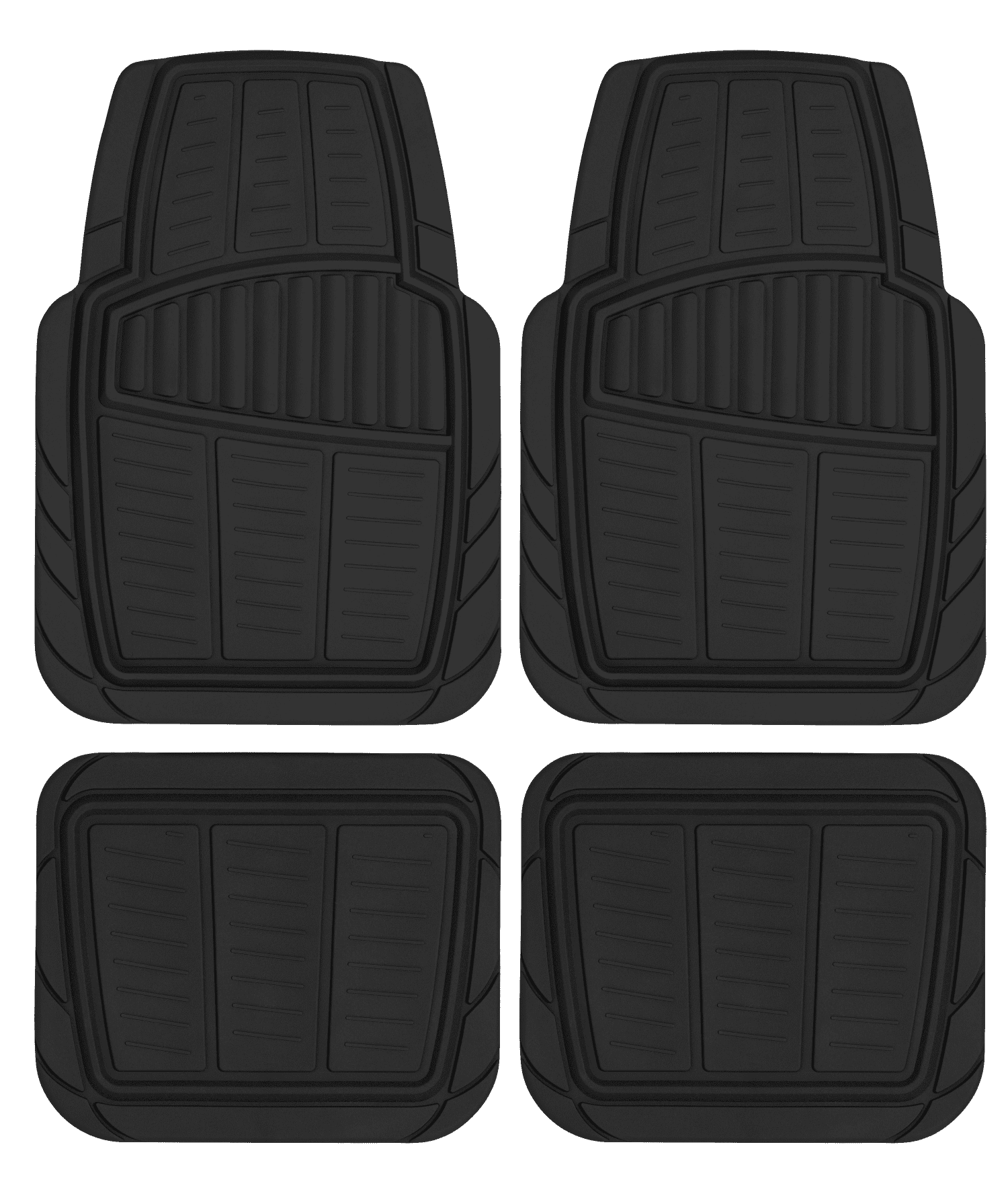 Auto Drive 4PC PREMIUM RUBBER CAR MAT TOLL BLACK- Universal Fit for Cars, Trucks,202WM35