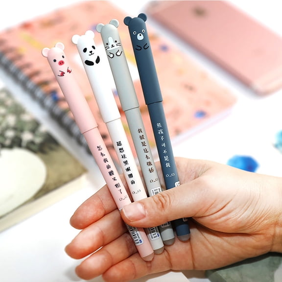 4PC Pen+20PC Pen Core, Cute Animal Erasable Gel Pen, 0.35 mm Erasable Ballpoint Pen,Cartoon Animal Rollerball Gel Pens For Writing Calligraphy Note Study Office Supplies