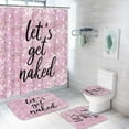 thumbnail image 1 of 4PC Pink and Gold Let''s Get Naked Shower Curtain Sets Diamond Coloful Bathroom Decor with Rugs, Non-Slip Rug,Toilet Lid Cover, Bath Mat and 12 Hooks 72x72 inches, 1 of 6