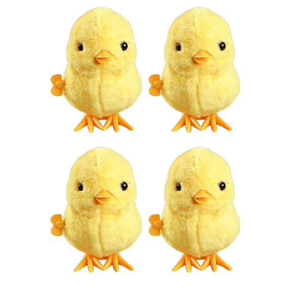 4PC Plush Yellow Chick Wind-up Walking, Soft Fabric, Crawling Guide , 3.54", 0.17lb, Stuffed Animal, Cute Chick, Super Soft Cute Toy
