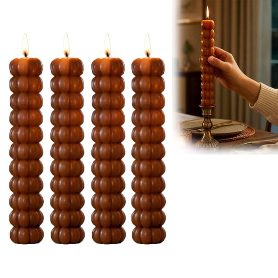 4PC Pumpkin Taper Candles Autumn Halloween Gifts, Pumpkin Shaped Candles, Smokeless Tapered Centerpiece, Halloween Thanksgiving Wedding Home Dinner Party Candlestick Decor