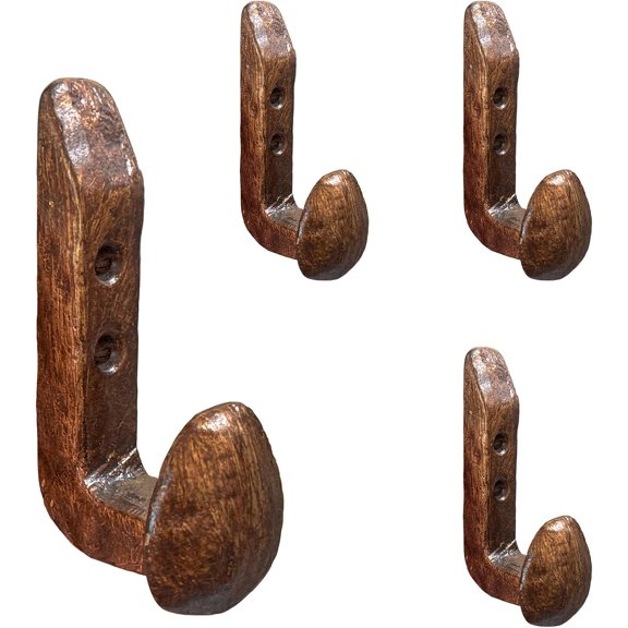 4PC Railroad Spike Cast Iron Hooks Antique Copper Rustic Coat Hook Heavy Duty Wall Mounted Hooks for Towel Bag Hat Bathroom Kitchen Farmhouse Outdoor Home Garden Hanging Tools Planter