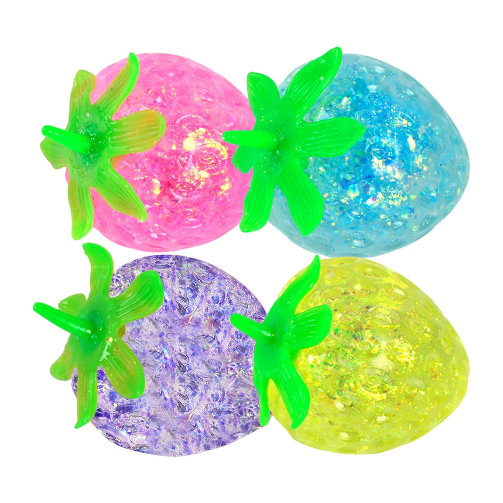 4PC Realistic Strawberry Squeeze Fidget, Slow Rising Food Stress Reliever Set, Soft Berry Simulation Hand Tools for Daily Relaxation and Anxiety Relief，Color