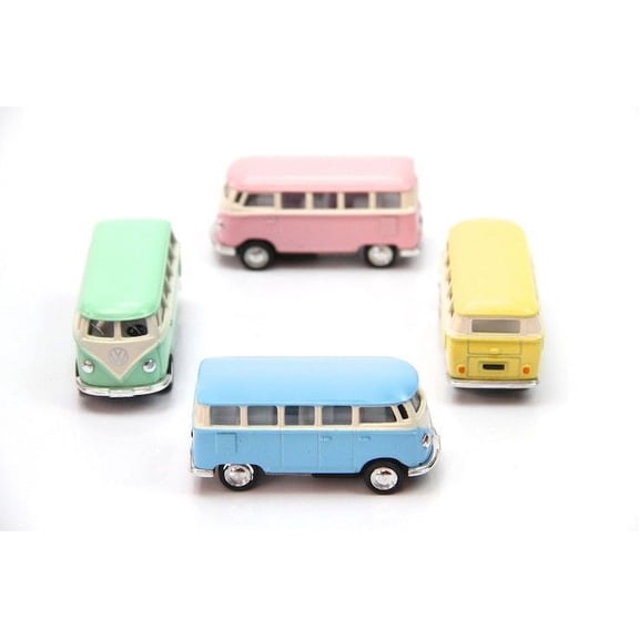 Kinsmart 1962 VW Volkswagen Bus Diecast Model Toy Car, 4PC Set, Pastel Colors, 25 Inches