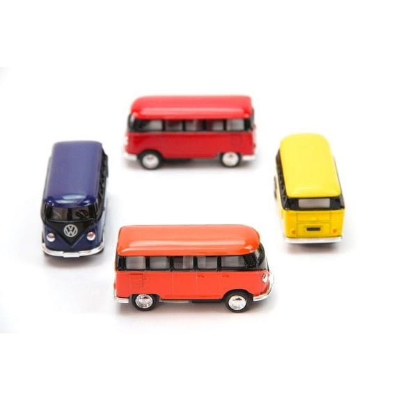 4PC SET: 2.5" Kinsmart 1962 VW Volkswagen Bus Diecast Model Toy Car 1:64
