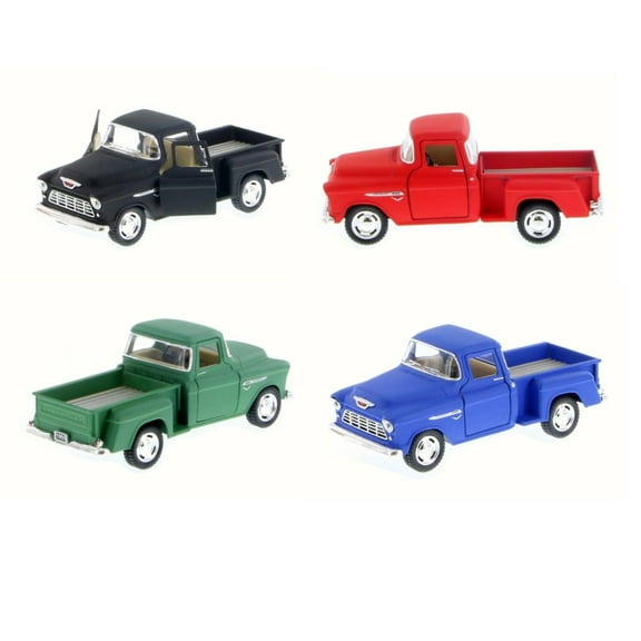 4PC Set : 5" Kinsmart 1955 Chevy Stepside 3100 PickUp Truck Diecast 1:32 Matte