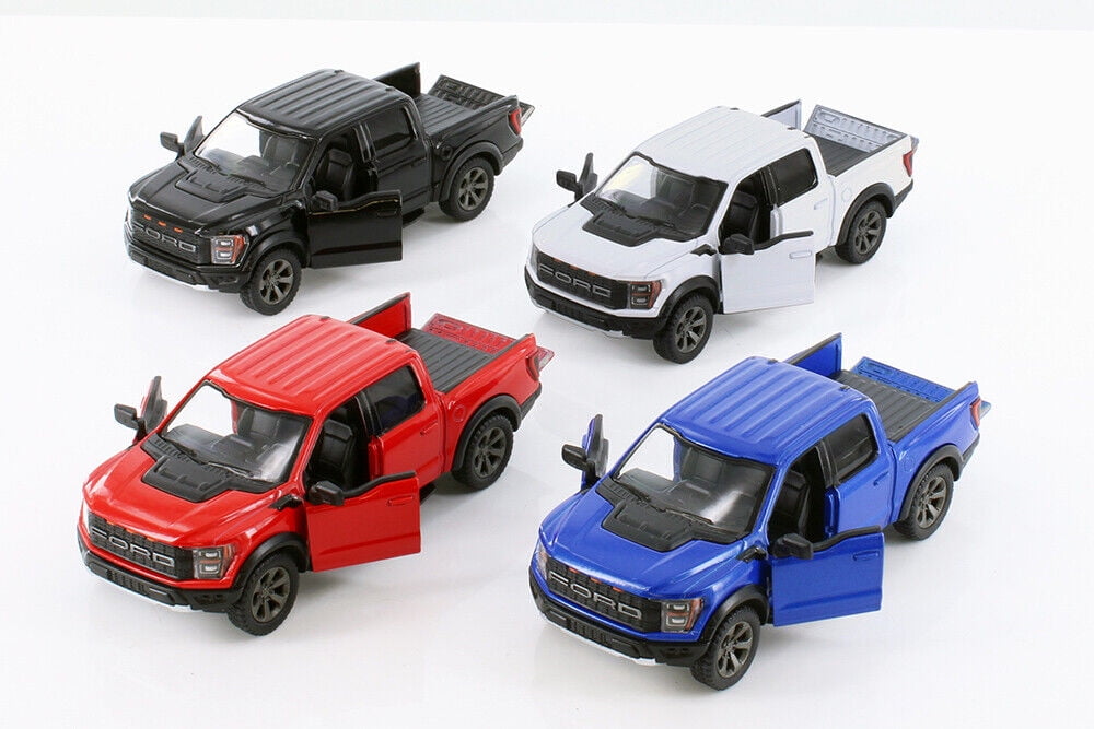 4PC Set: 5" Kinsmart 2022 Ford F-150 Raptor Pick Up Truck Diecast Model Toy Car 1:46
