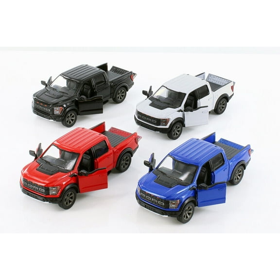 4PC Set: 5" Kinsmart 2022 Ford F-150 Raptor Pick Up Truck Diecast Model Toy Car 1:46