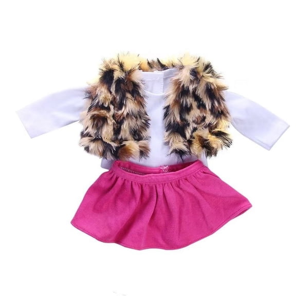 4PC/Set Doll Clothes Dress Outfit Vest Pants T-Shirt Set for 18 American Girl Generation Doll