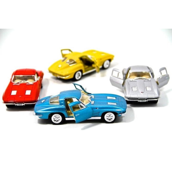 4PC Set: Kinsmart 5" 1963 Chevy Chevrolet Corvette Stingray Diecast Model 1:36