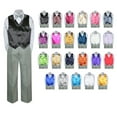 thumbnail image 1 of 4PC Shirt Gray Pants Satin Vest Set Baby Boy Toddler Kid Formal Party Suit Sm-7, 1 of 3