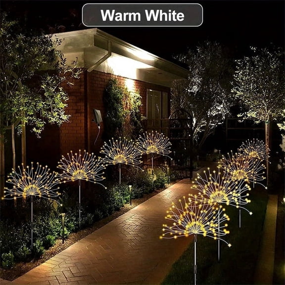 Nylight solar outdoor lights 200 Led Solar Powered waterproof decor Stake Landscape Light DIY Flowers Fireworks starburst 4 Pack warm white