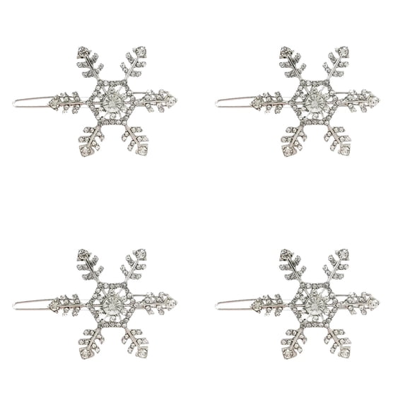 4PC Snowflake Rhinestone Hair Clips for Women, Bridal Wedding Party Holiday Hair Accessories, Rhinestone Hairpins for Girls and Women,1.6x2.1 Inch