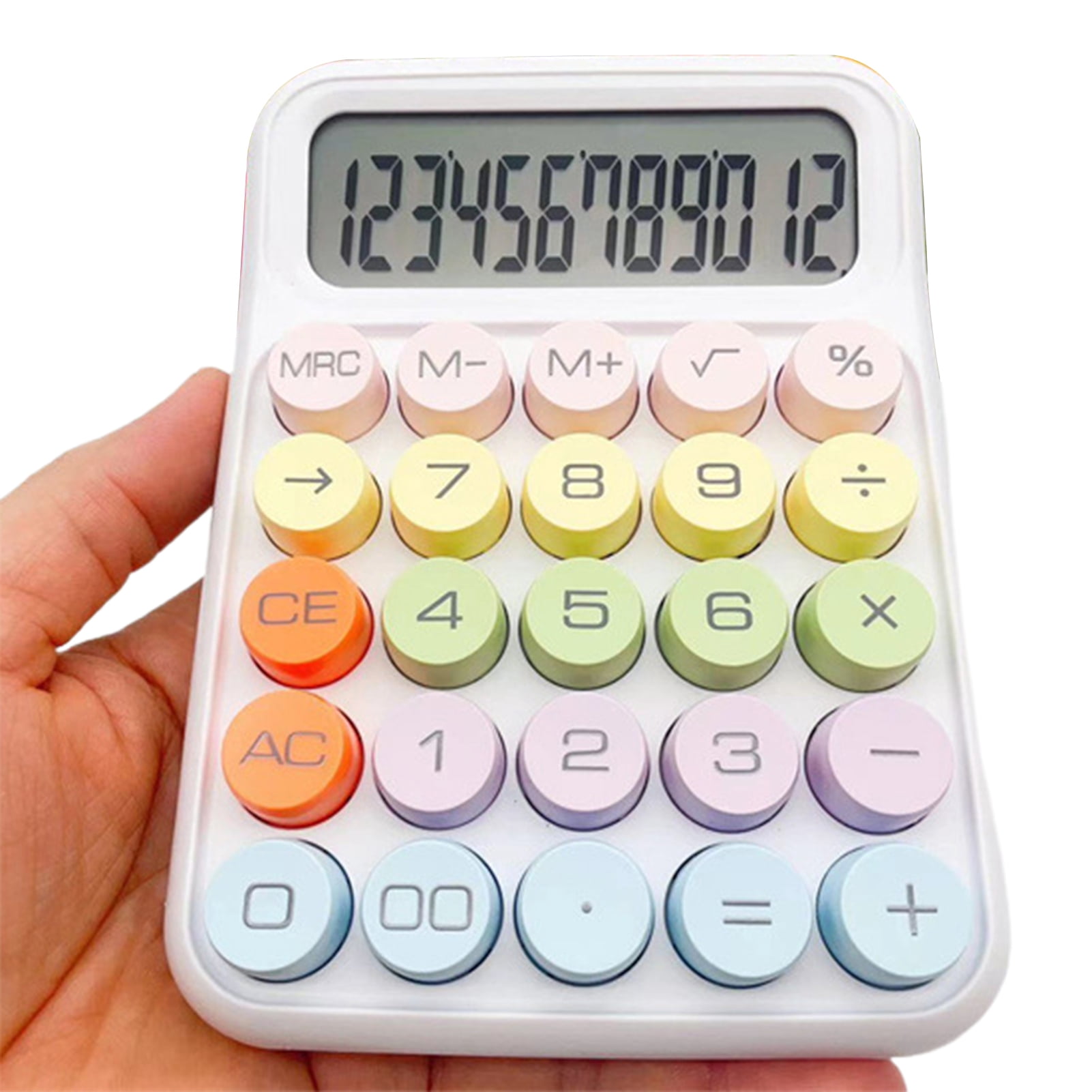 4PC Students 10-Digit Wallet Size Handheld Calculator Round Button Candy Color Vintage Desktop Calculator Portable Easy to Use  for Home Basic Office Business