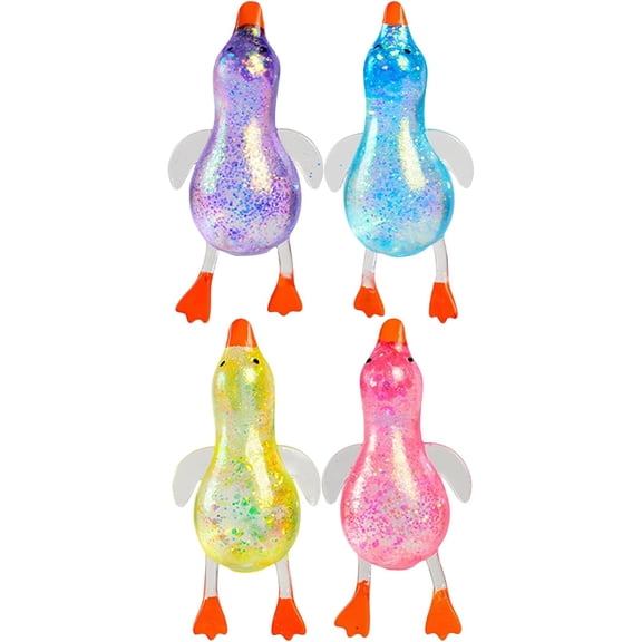 4PC Summer Squishy Toys - Cute Duck Squishy Stress Ball,Soft Duck Stress Relief Ball Squishy Ultra Squishy and Moldable Slow Rise Relaxing Sensory Fidget Stress for Anxiety Relief