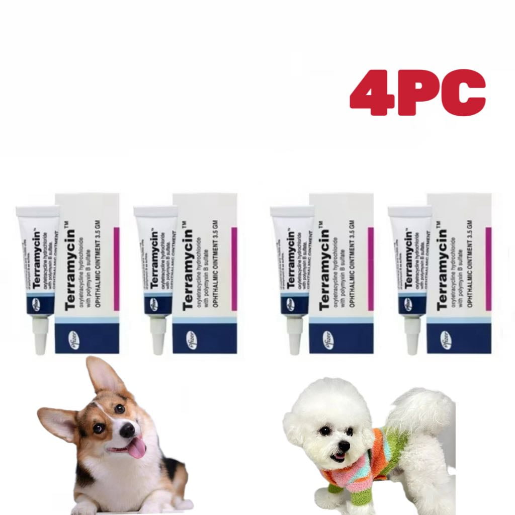 4PC Terramycin Antibiotic Ointment for Eye Infection Treatment in Dogs