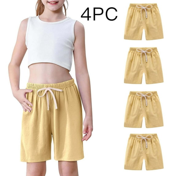 4PC Toddler Kids Boys Fashion Cute Solid Color Soft And Linen Shorts Pants