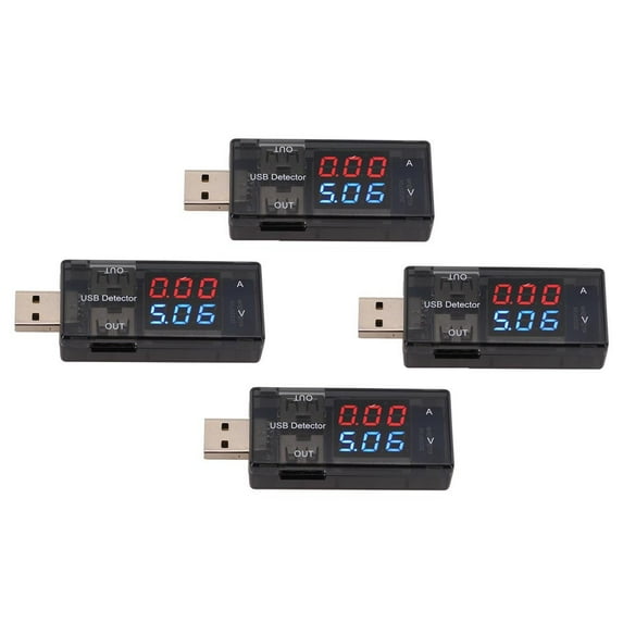4PC USB Ammeter Voltmeter LCD Digital Blue and Red Display Current Voltage Meter