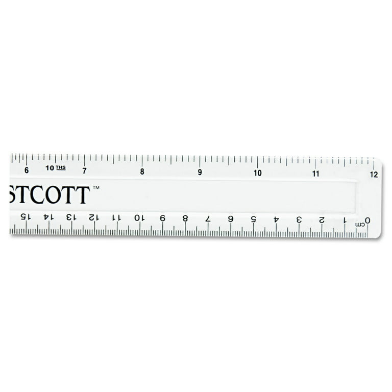 4PC Westcott Non-Shatter Flexible Ruler, Standard/Metric, 12\ Long,  Plastic, Clear 