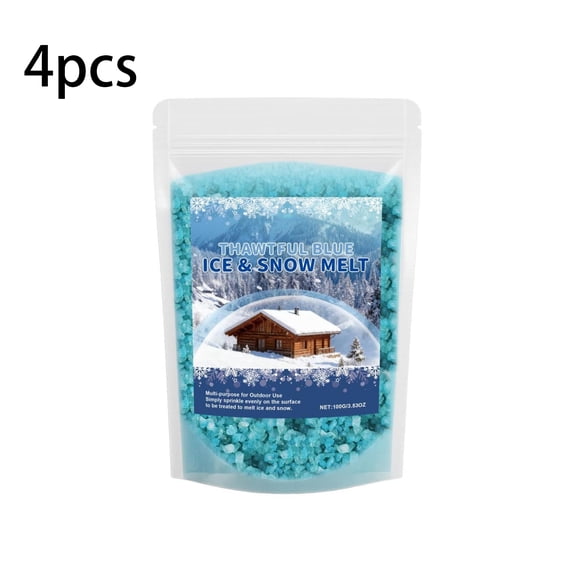4PC Winter Snow Melting Agent Ice Melt With Fast Acting Formula, Safe For Concrete And Effective In Low Temperatures For 5PC Driveways, Walkways And Steps, 5Lb Bag