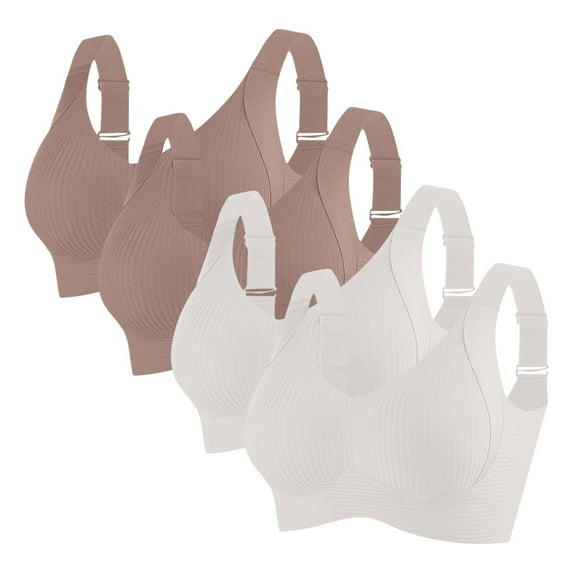 4PC Women's Anti-Sagging Wireless Bra - Invisible Lift Full Coverage for Older Women, Super Gather Push-Up Bralette with Comfort Support, No Underwire Plus Size Senior Bras