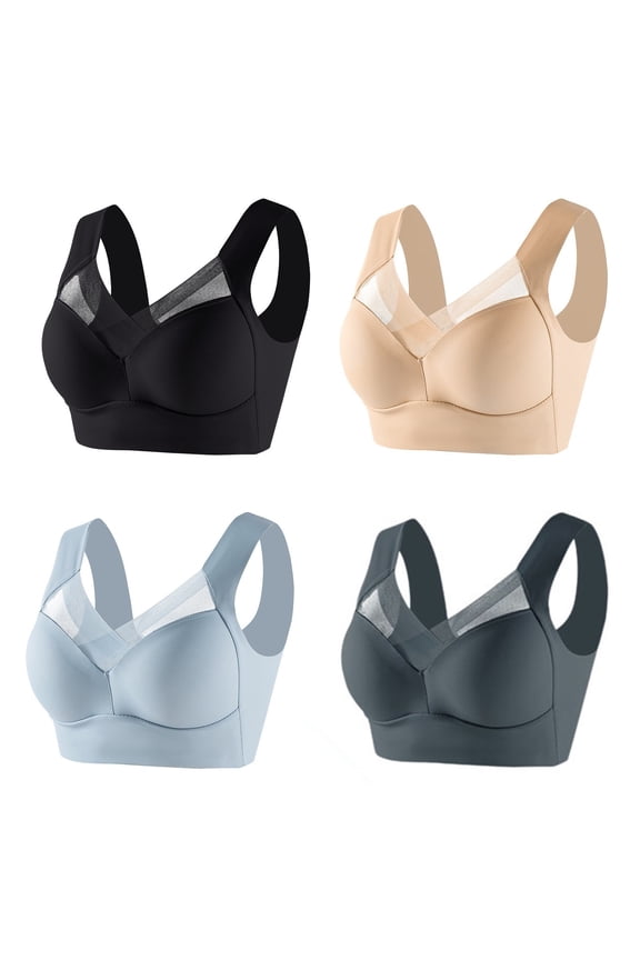 4PC Women's Strapless Lace Bra Set - Thin Side Fold, Adjustable, Nylon/Spandex, All Seasons