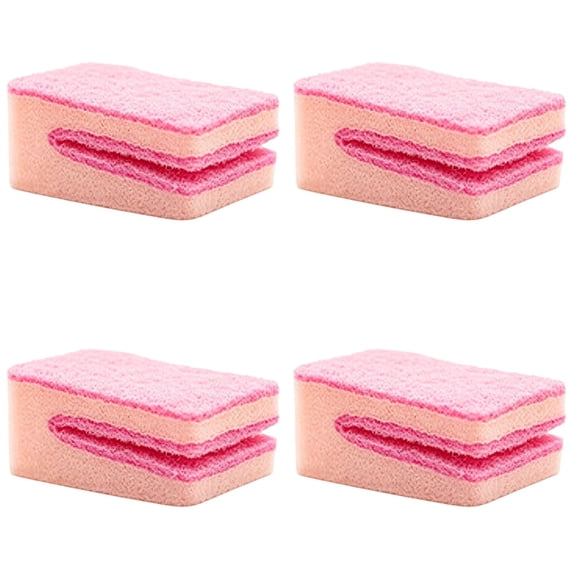 4PC Zero Scratch Scrub Sponge, Double Sided Scouring Scrub Pad, Kitchen Pot Pan Cleaning Sponge, Dish Sponge, Multi Purpose Dish Scrubber, Household Tableware Washing Sponge,3.74 in,Pink*4