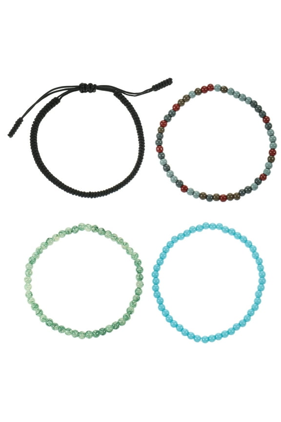 Men's Beaded Bracelet, Multicolor, 4 Pack