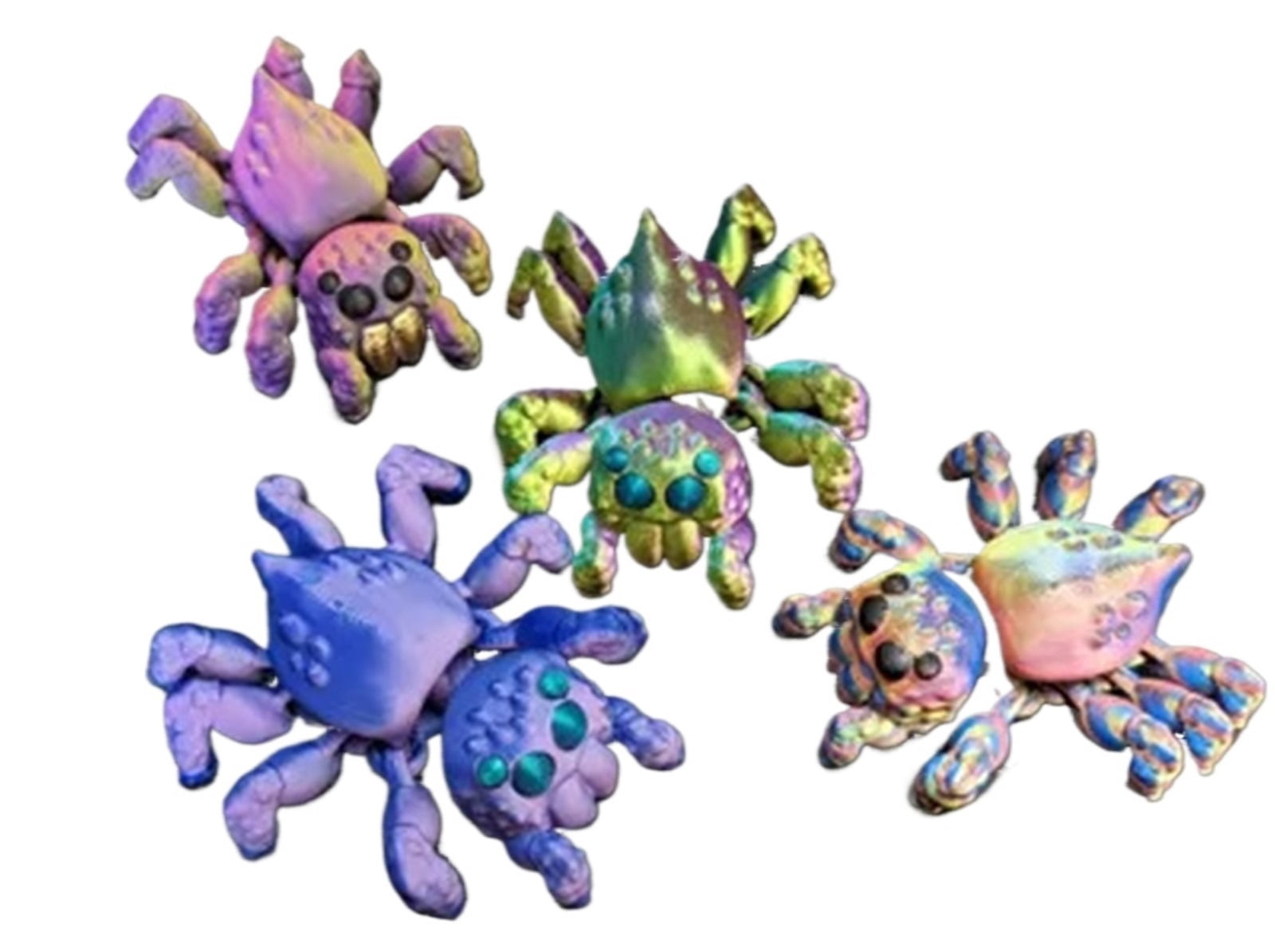 4PC movable jumping spider 3D printed decoration