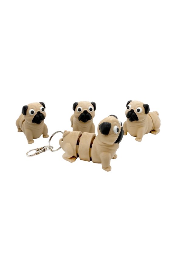 4PC movable pug and key chain 3D printing