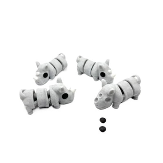 4PC movable rhinoceros and key chain - no support required for 3D ...