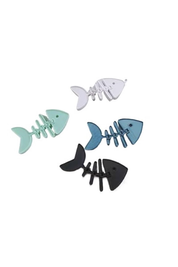 4PC movable skeleton fish keychain 3D printed ornaments