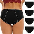 thumbnail image 1 of 4PC womens Mid-waisted Briefs Panties Lightweight Underwear Solid Color Women's Underwear Breathable Seamless No Show Panties Briefs Soft Stretch Bikini Underwears Period Underwear for Women, 1 of 8