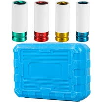4PCS 1/2 Drive Impact Lug Nut Socket Set with Rim Protection​ Chromium Molybdenum Alloy Made Colorful Electrophoretic Coating for Tyre Change​