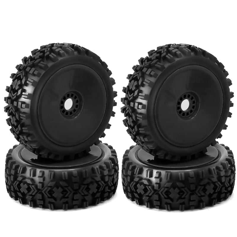 Lot De 4 Pneus RC 1/8 – Caoutchouc, 120x112 Mm, Moyeu 17 Mm, Jaune, Tout-terrain/route, Pour Voiture RC