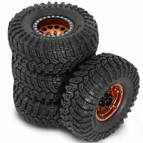 4PCS 1.9 Metal Beadlock Tires Claw Mud Terrain Wheel Tires for FCX10 Axial SCX10 Pro SCX10 UTB18 TRX4 Copper Color,1 * rc upgrade parts kit,Copper Color