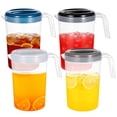thumbnail image 1 of 4PCS 1 Gallon Plastic Pitcher With Lid, Shatterproof Plastic Water Jug Set, Long-Lasting PP Cold Water Carafe with Handle and Spout, Multicolored Drink Pitchers for Fridge, 1 of 6