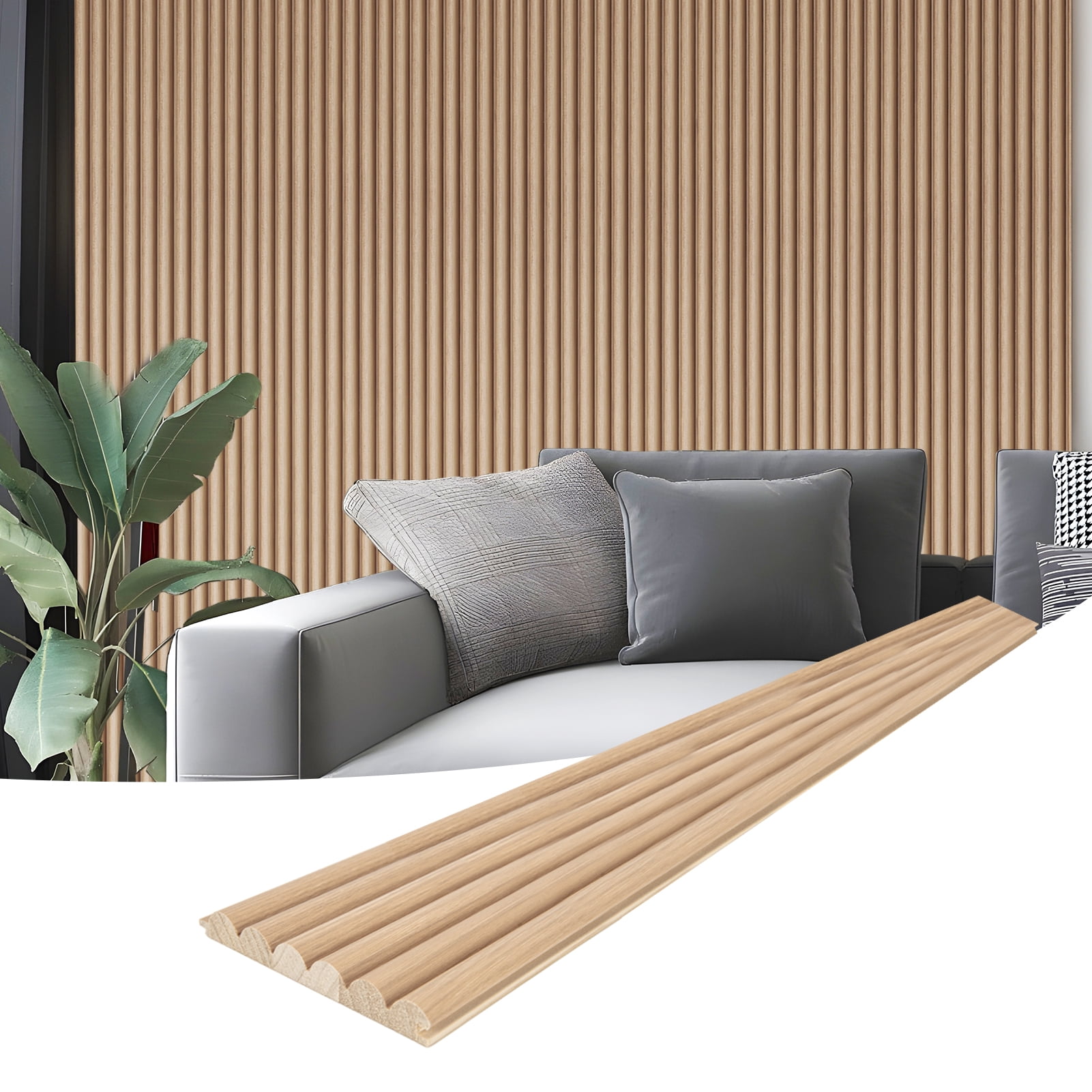 4PCS 103.94''x 5.71' Fluted Wall Paneling , Textured Wood Accent Paneling for Ceiling & Wall Decor,Ash Tree