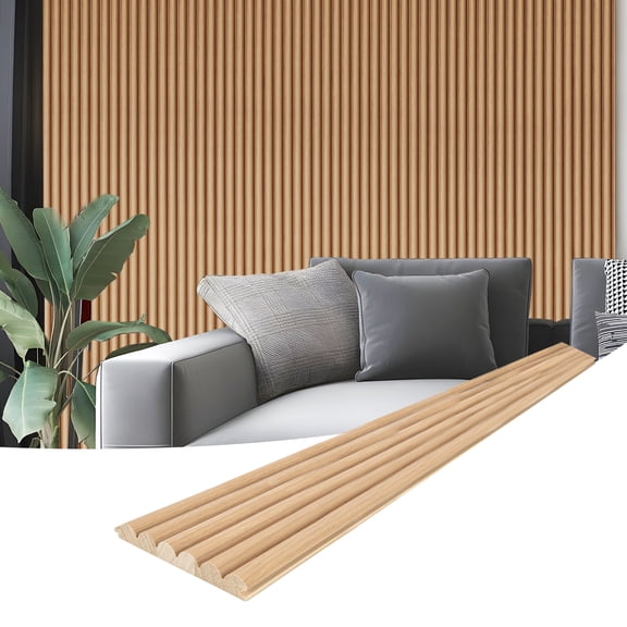 4PCS 103.94''x 5.71' Fluted Wall Paneling , Textured Wood Accent Paneling for Ceiling & Wall Decor,Oak