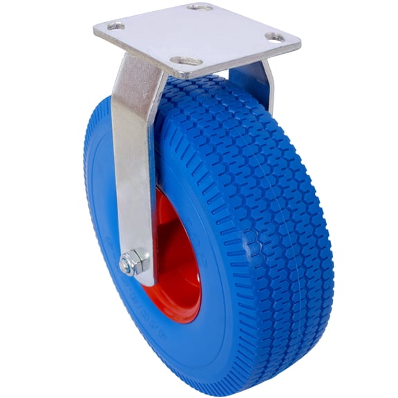 4PCS 10IN CASTER FLAT FREE WHELL(2PCS SWIVEL+2PCS RIGID), X-Large Flat Free Casters , Swivel Plate, Steel Hub with Ball Bearings, 5/8-Inch Bore Centered Axle -Blue,