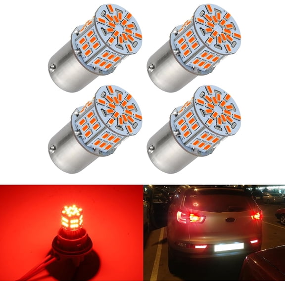 4PCS 1156 LED Bulb Back Up Reverse Light 12V Super Bright 1141 1003 BA15S LED Replacement Light Kit Set for Car Back Up Reverse Tail Brake Turn Signal Blinker Lights - Amber Yellow